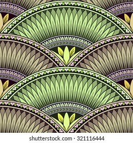 Decorative abstract seamless pattern with floral elements