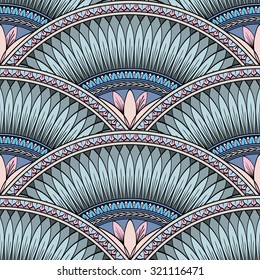 Decorative abstract seamless pattern with floral elements