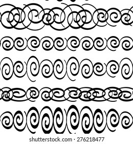Decorative abstract seamless pattern with horizontal borders