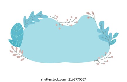 Forma abstracta decorativa con hojas de elemento vector de color semiplano. El otoño deja el marco en blanco. Detalles ornamentales simple ilustración de estilo de caricatura para diseño gráfico web y animación