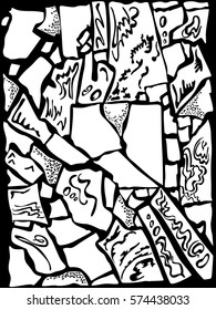Decorative abstract shapes background black white
