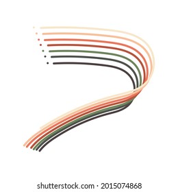 Decorative abstract smooth lines of different colors on a white background. Artistic waves for fashionable prints on pillows, paintings in the interior. Vector.