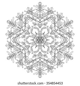 Decorative abstract snowflake. Geometric circle element made in vector. Ideal background for for print, posters, t-shirt, wedding invitation, scrap-booking. 