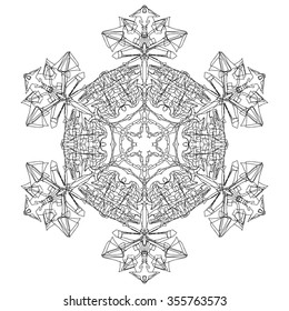 Decorative abstract snowflake. Geometric circle element made in vector. Ideal background for for print, posters, t-shirt, wedding invitation, scrap-booking. 