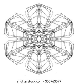 Decorative abstract snowflake. Geometric circle element made in vector. Ideal background for for print, posters, t-shirt, wedding invitation, scrap-booking. 