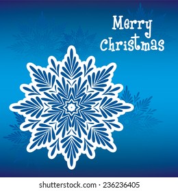 Decorative abstract snowflake on blue background