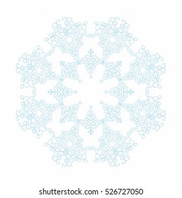 Decorative abstract snowflake. Swirls pattern. Design element. Vector illustration hand drawn.