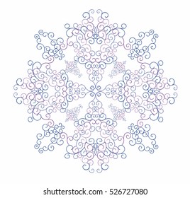 Decorative abstract snowflake. Swirls pattern. Design element. Vector illustration hand drawn.