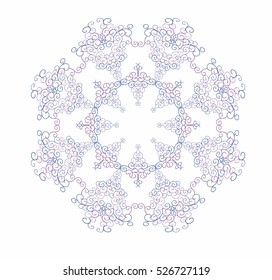 Decorative abstract snowflake. Swirls pattern. Design element. Vector illustration hand drawn.