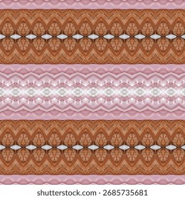 Dekoratives abstraktes Streifenmuster mit Braun-, Rosa- und Weißtönen. Perfekt für Textildrucke, Bildschirmhintergründe und digitale kreative Designs.