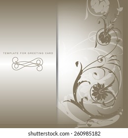 Decorative abstract template for greeting card with floral element 
