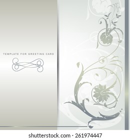 Decorative abstract template for greeting card with floral element