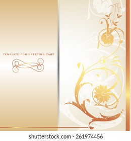 Decorative abstract  template for greeting card with flowers and leaves