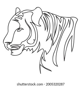 Decorative Abstract Tiger Portrait In Line Art Style.