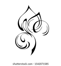 decorative abstract twig with curls in black lines on a white background