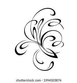 decorative abstract twig with curls in black lines on a white background