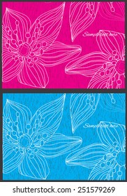 decorative abstract two background pink and blue with flowers