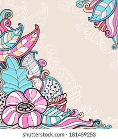 Decorative abstract vector hand drawn floral  background