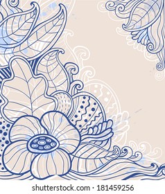 Decorative abstract vector hand drawn floral  background