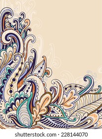 Decorative abstract vector hand drawn floral background 