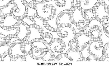 Decorative abstract vector seamless pattern with curling grid lines