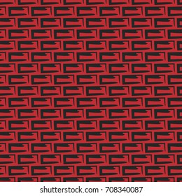 Decorative abstract vector seamless pattern for printing, design, decoration, textiles and other. Black tiles on a red background