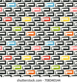 Decorative abstract vector seamless pattern for printing, design, decoration, textiles and other. Black and colored tiles on a white background