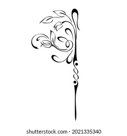 decorative abstract vertical element with stylized flower buds, leaves and curls. graphic decor