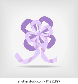 decorative abstract violet ribbon, flower on gray background - vector