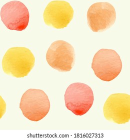 Decorative abstract watercolor seamless pattern with orange and yellow round blobs