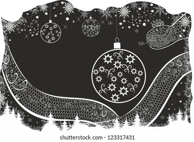 Decorative abstract winter background with snake.Scalable vector
