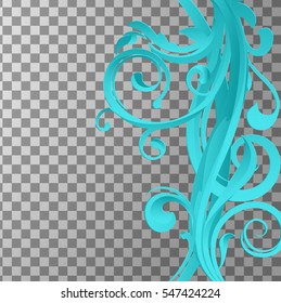 Decorative abstraction with blue swirls.Floral vector element.