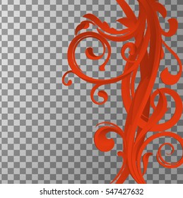 Decorative abstraction with red swirls. Floral design element.