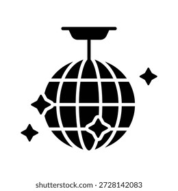Un icono decorativo del accesorio, diseño del glifo de la bola de discoteca