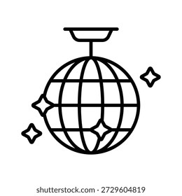 Un icono de accesorio decorativo, diseño de línea de bola de discoteca