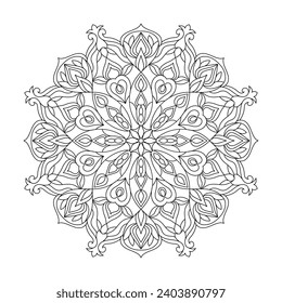 Decorative adult mandala coloring book page for kdp book interior. Peaceful Petals, Ability to Relax, Brain Experiences, Harmonious Haven, Peaceful Portraits, Blossoming Beauty mandala design.