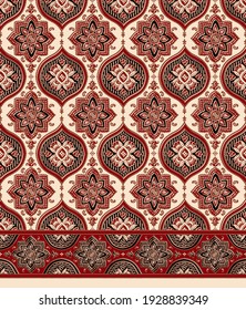 decorative ajrakh paisley pattern with border background texture