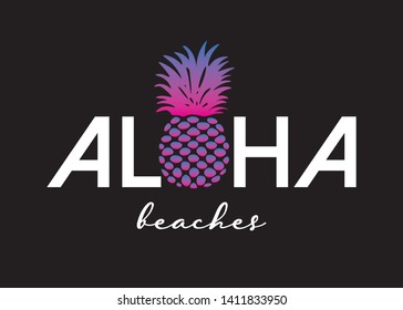 Decorative Aloha Text with Pineapple Vector