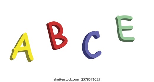 Decorative alphabet with bright coloring, vector illustration