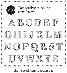 Decorative Alphabet. Digital Lettering. Latin letters.