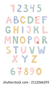 Decorative alphabet. Font made of decorative numbers and letters. Valentine day illustration collection