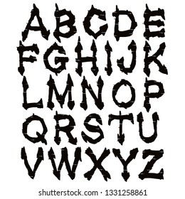 Decorative alphabet with horizontal defects.