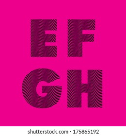decorative alphabet letters E,F,G,H vector illustration