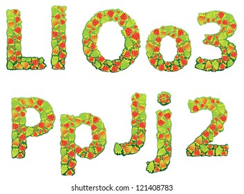 decorative alphabet made from strawberries
