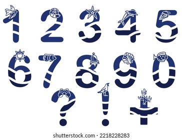 Decorative alphabet with numbers and punctuation marks