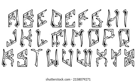 Decorative alphabet on white background. Vector custom typeset.