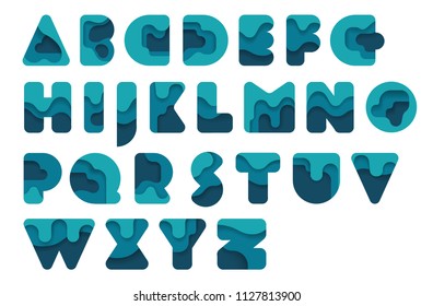 Decorative alphabet. Paper art vector font