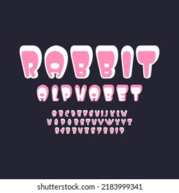 
Decorative alphabet rabbit. Vector font