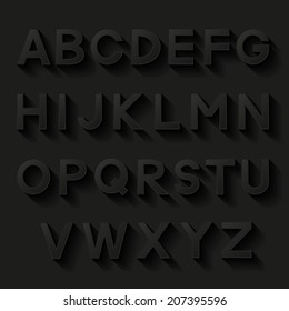 Decorative alphabet. Set of letters with shadow 