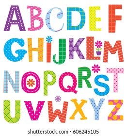 Decorative alphabet sets with colorful design 